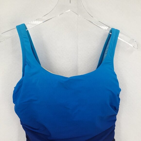 Lands End tank Tummy Control swimsuit ombre one-piece navy blue tank 10 - Picture 3 of 6